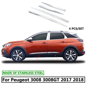 

Stainless Steel Side Door Body Molding Protection Garnish Cover Trim 4 Pcs / Set For Peugeot 3008 3008GT 2017 2018