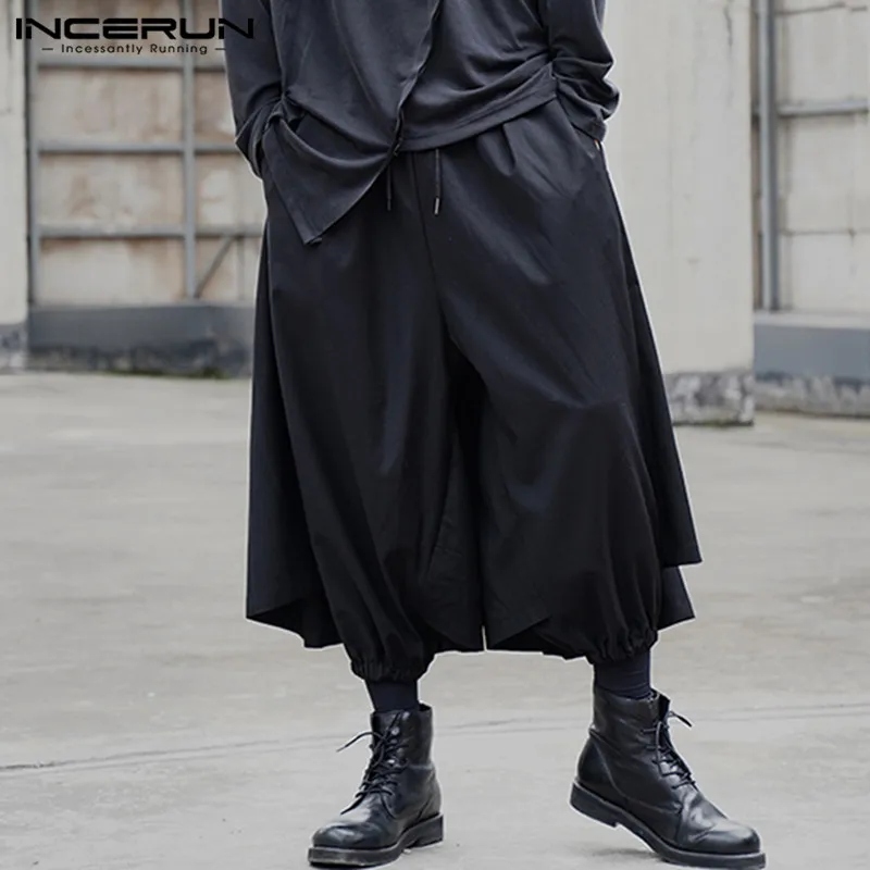 Punk Style Men Pants Solid Drawstring Streetwear 2020 Loose Fashion Skirts Trousers Joggers Casual Personality Pantalon INCERUN Punk Style Men Pants Solid Drawstring Streetwear 2020 Loose Fashion Skirts Trousers Joggers Casual Personality Pantalon INCERUN