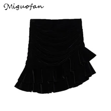 Miguofan, одноцветные юбки, нестандартные мини юбки, плиссированные черные женские юбки для осени и зимы, женские юбки для фитнеса с высокой талией