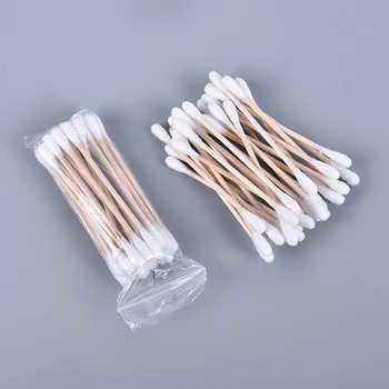 

500pcs Double Head Disposable Makeup Cotton Swab Soft Cotton Buds For Medical Wood Sticks Nose Ears Cleaning Tools