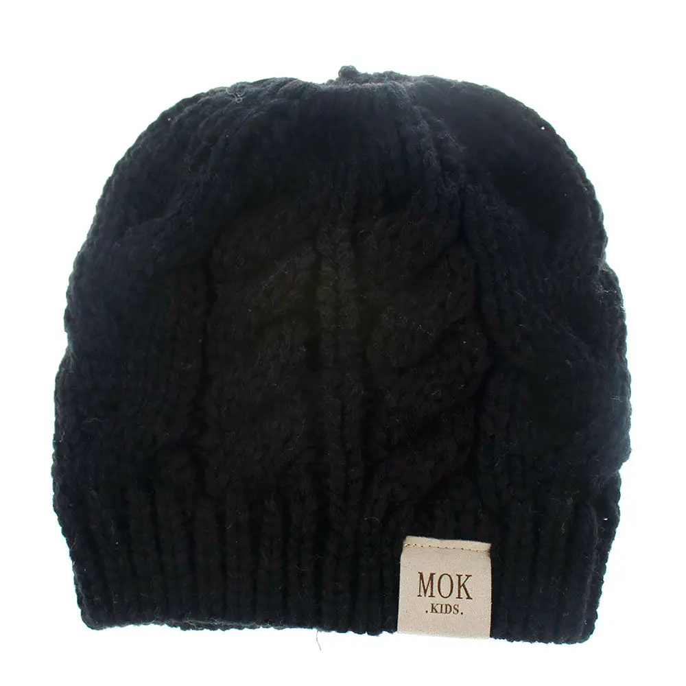 Теплая шапка для девочек, детская теплая шапка, зимняя шапка для малышей, завязанные детские шляпы, детские зимние шапки, вязаная шляпа теплая мягкая шапка H197S - Цвет: Black