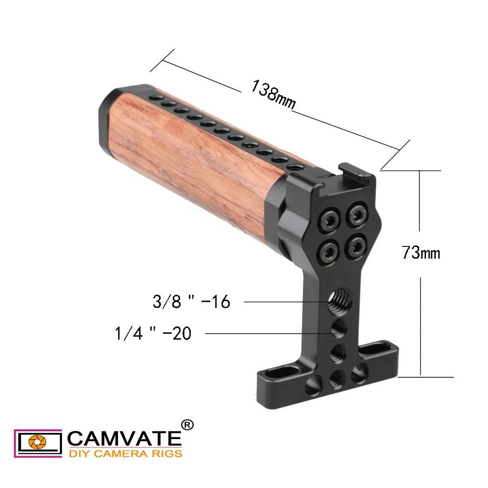 CAMVATE Камера сверху сыр деревянная рукоятка с 1/4 &quot 20 &amp 3/8&quot 16 поток шурупы из