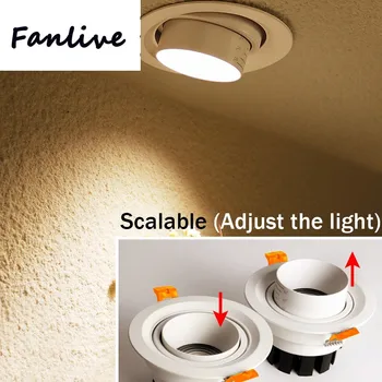 

20pcs embedded ceiling lamp Dimmable LED spot lights 5W 10W 15W Stretchable COB Downlight Background Light for Foyer Living Room