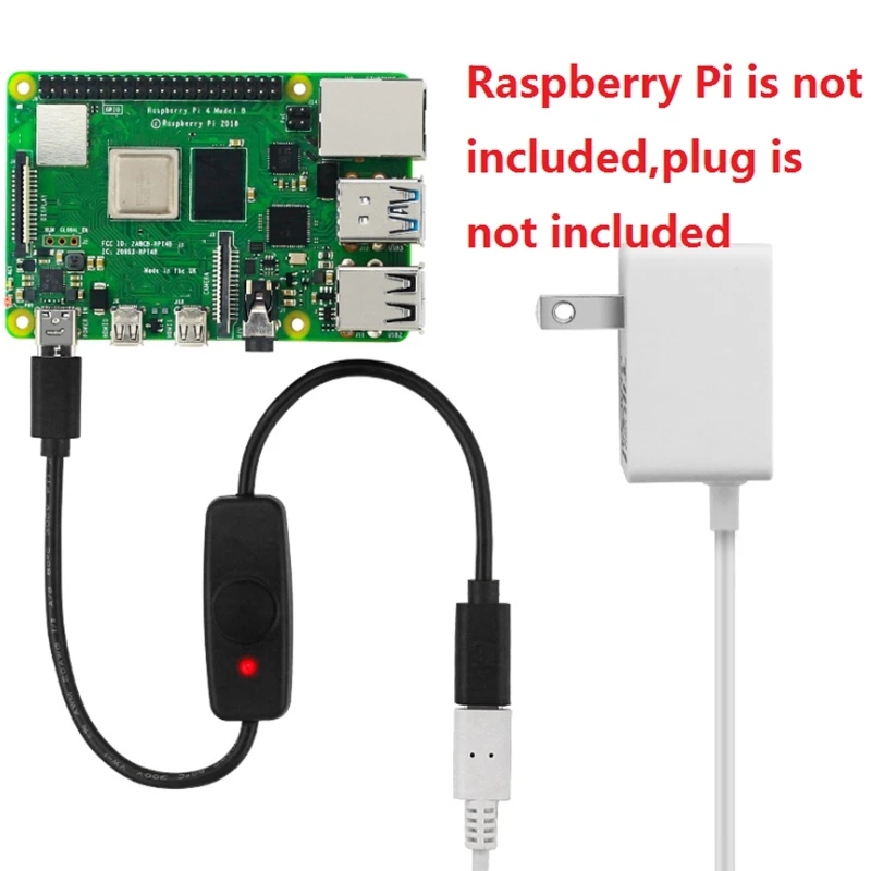 Wyłącznik zasilania rodzaj USB C ze wskaźnikiem świetlnym męski na żeński USB-C rozszerzenie przełącznik przewodu zapłonowego dla Raspberry Pi 4B