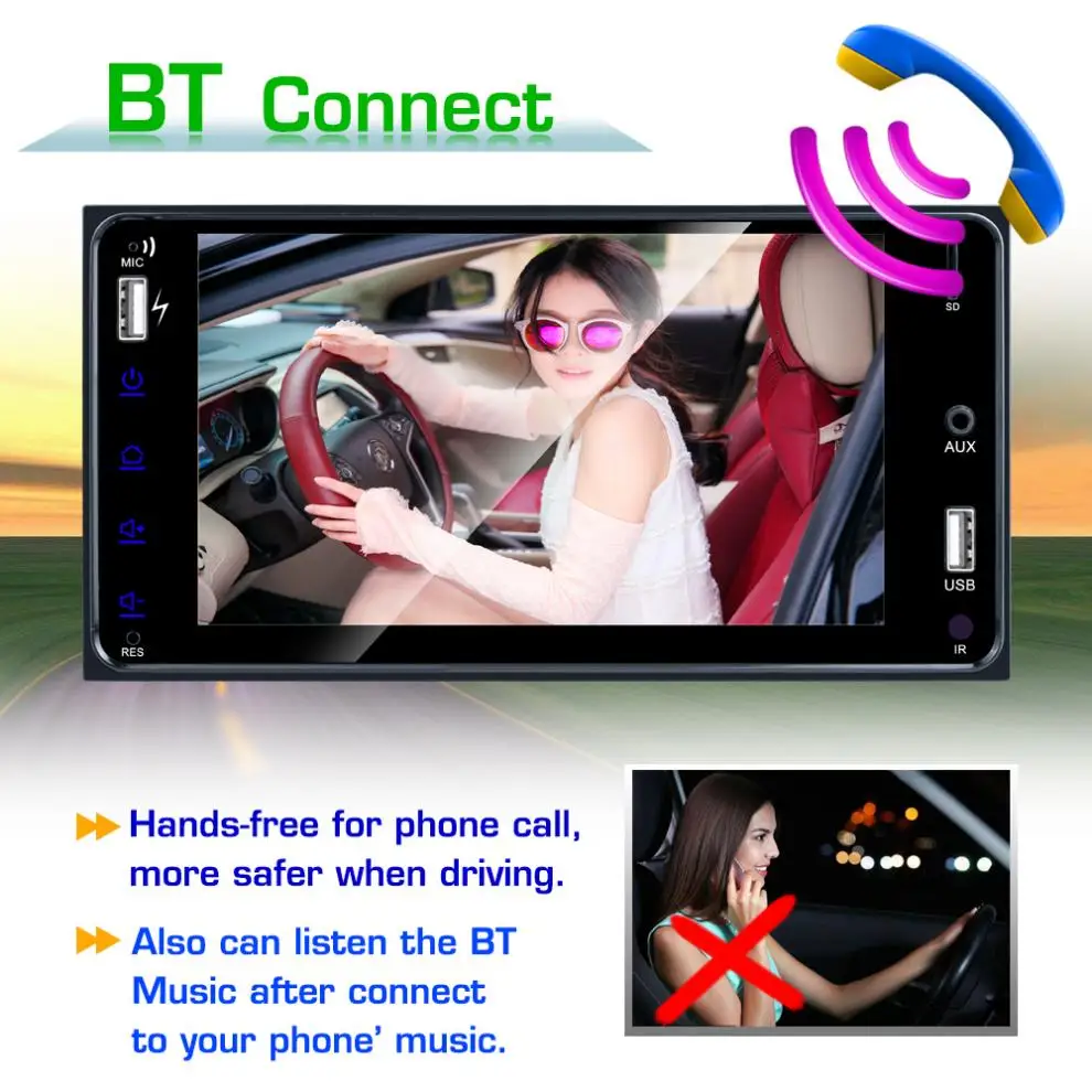 2 DIN 7 дюймов HD емкостный сенсорный экран Bluetooth автомобильный MP5 плеер Поддержка Dual USB/MirrorLink/SWC Функция подходит для Toyota