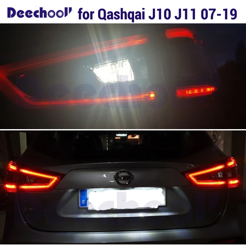 Canbus Белый светодиодный задний фонарь+ безотказная лампа номерного знака для Nissan Qashqai J10 J11 светодиодный наружные огни лампы 07-19