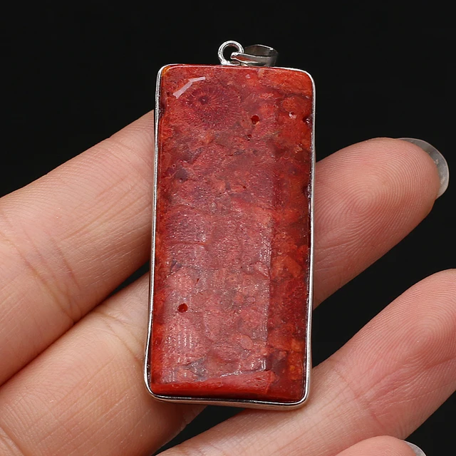 Fine Natural Stone Corals Pendants Big Flat Round Red Coral Charms for Trendy Jewelry Making Women Necklace Earrings 20x45mm