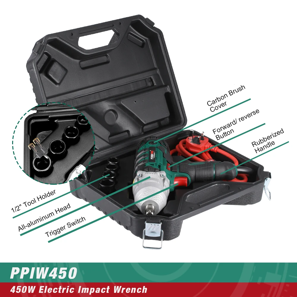 POSENPRO Электрический ударный гайковерт Power ful 450 Вт 320нм максимальный крутящий