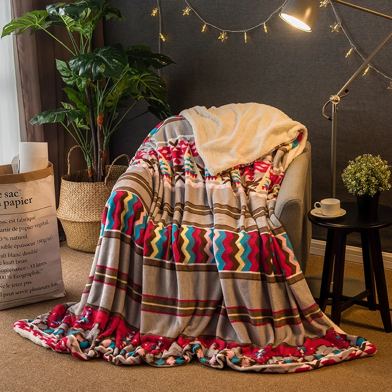 

Multifunctional Flannel Throw Blanket Dual Use Cashmere Thicken Sofa Bed Cover Blanket Duvet Cover Winter Warm Blanket