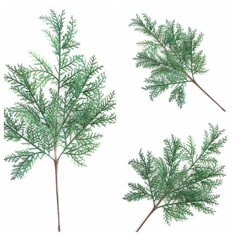 Ветви сосны Искусственные пластиковые Pinaster Cypress осенние рождественские украшения зелень цветок композиция листья венка лист