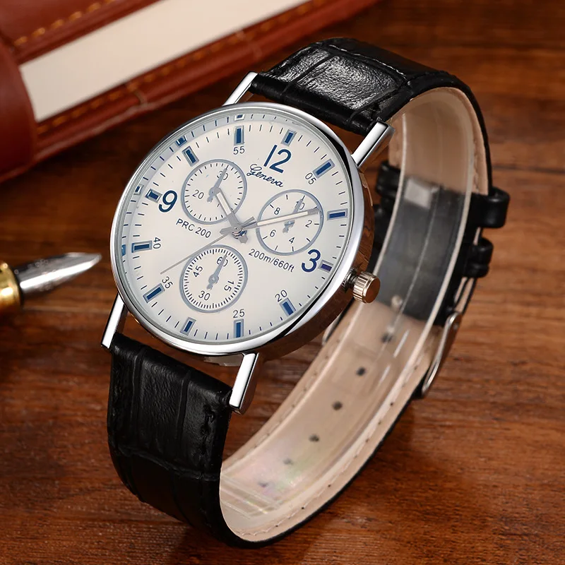 

Hot Selling Blueray Glass Classic Watch Fashion MEN'S Watch Top Grade Three Eye Dial Belt Watch