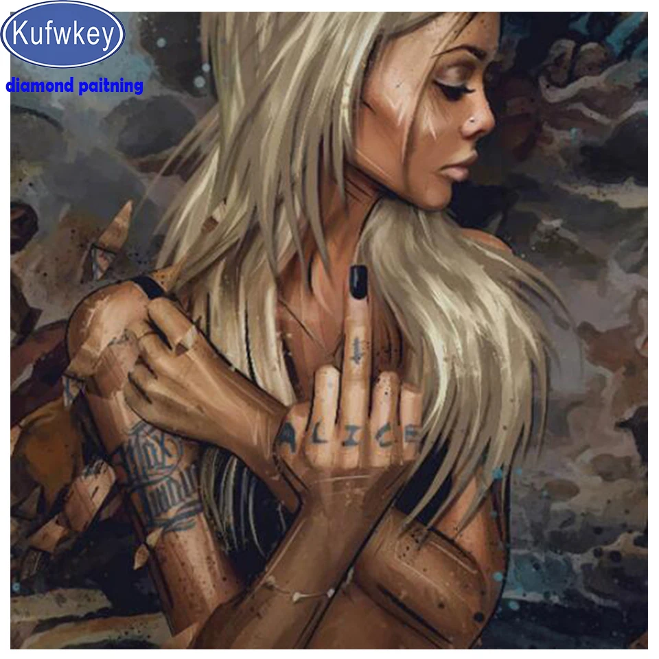 Полноразмерная картина из квадратных страз темная Готическая татуировка