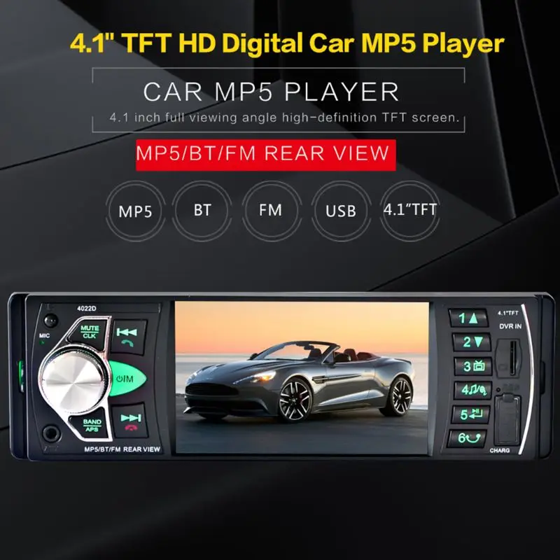 4,1 дюймов 1 Din hd автомобильный стерео радио Bluetooth MP3 MP5 плеер Поддержка USB/FM/TF