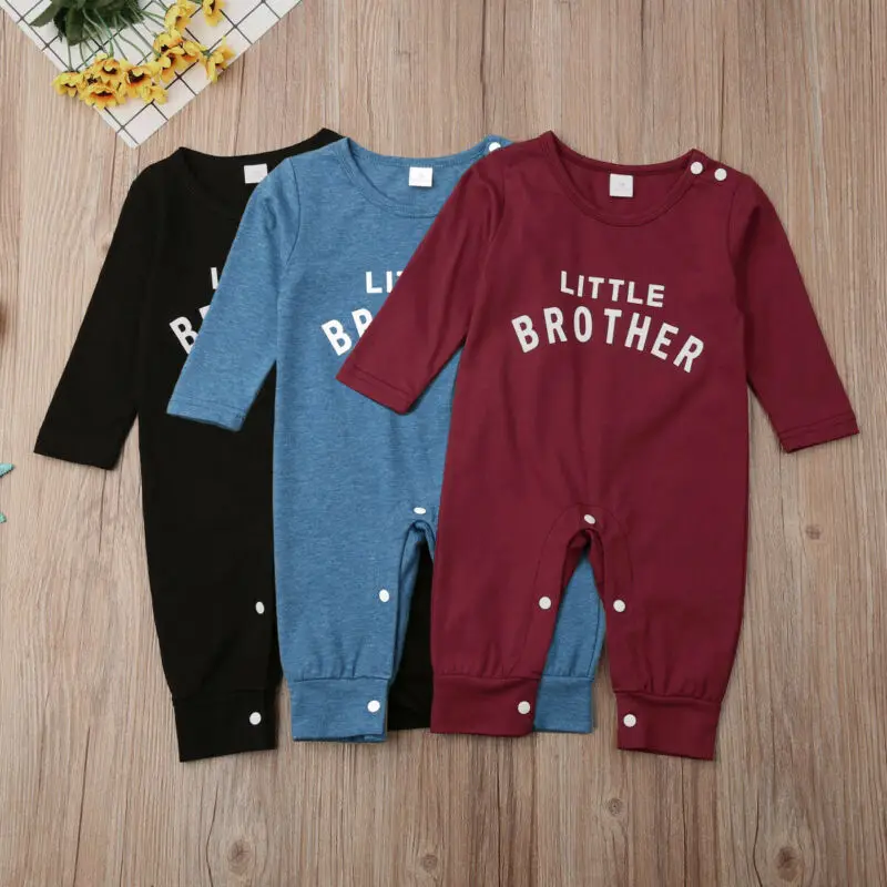 Спортивный комбинезон для новорожденных мальчиков и девочек с принтом «Brother», комплект одежды из хлопка с длинными рукавами, осенняя теплая одежда для детей от 0 до 24 месяцев