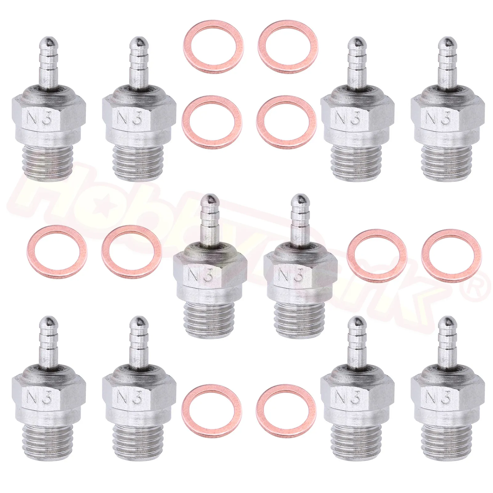 10pcs Hot / Medium Glow Plug Spark Plugs N3 3 N4 4 For Nitro Rc Cars