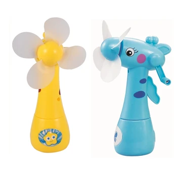 

2Pcs Cartoon Giraffes Portable Handheld Desk Humidification Kid Toy Handheld Water Mist Fan for Child - Yellow & Blue
