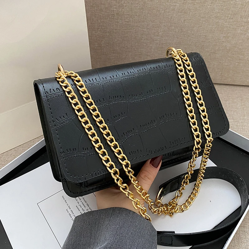 

Women's Designer Luxury Handbag 2020 New PU Leather Crocodile Pattern Chain Shoulder Messenger Bag Retro Women Crossbody Bags