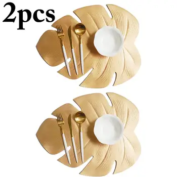 

2pcs Creative Artificial Monstera Table Insulation Pad Solid Placemats Non Slip Table Mat Kitchen Accessories Decoration Coaster