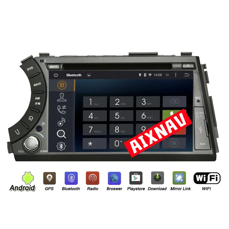 Android автомобильный gps-навигатор 7 дюймов Сенсорный экран Автомобильный мультимедийный плеер для ссангйонг Актион, ссангйонг кайрон спортивные 2 Din радио Bluetooth DVD