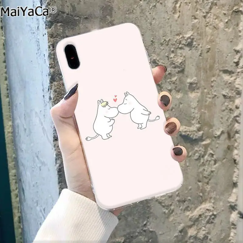 MaiYaCa Бегемот Муми-Тролль милый мультфильм животных черный чехол для телефона чехол для Apple iphone 11 pro 8 7 66S Plus X XS MAX 5S SE XR