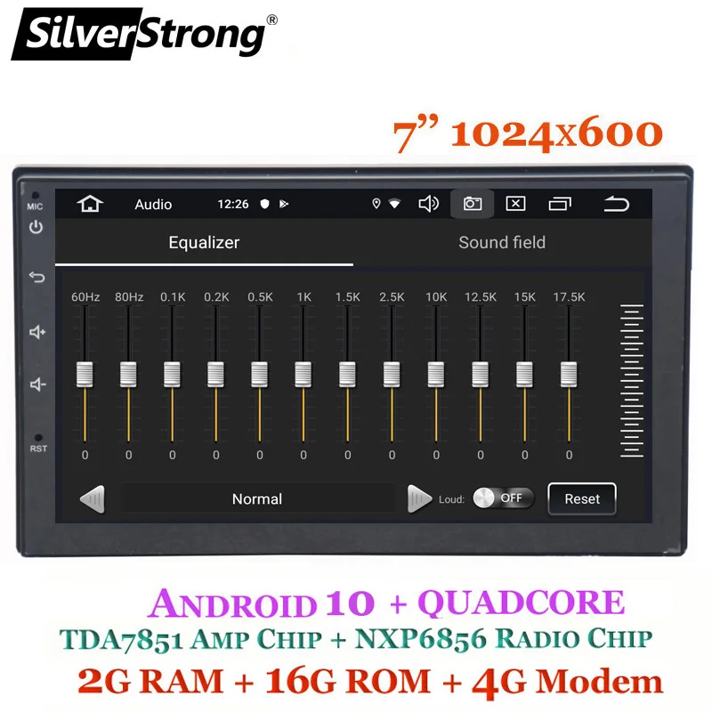 SilverStrong Android10.0 IPS автомобильный 2DIN универсальный мультимедийный плеер радио GPS