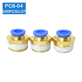 

Free shipping 500pcs a lot BSPT PC8-04, 8mm to 1/2' Pneumatic Connectors male straight one-touch fittings