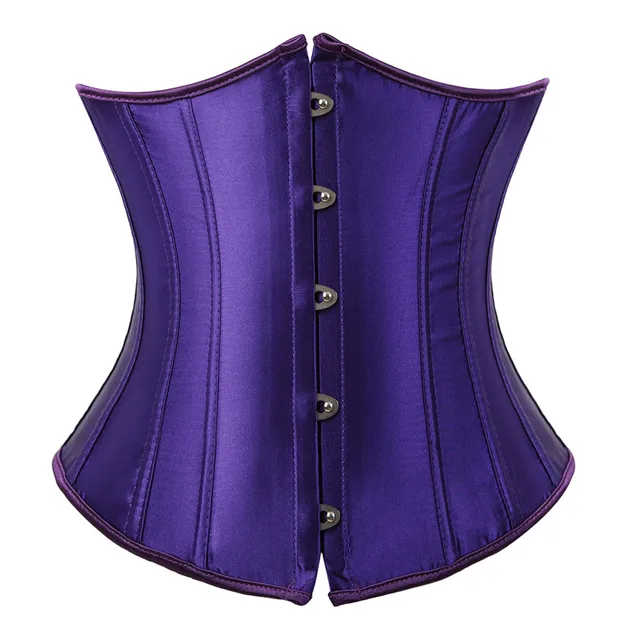 Underbust Corset Sexy Women's Underwear Waist Slimming Body Shaper for Women Steampunk Lace-up Corset deep-purple