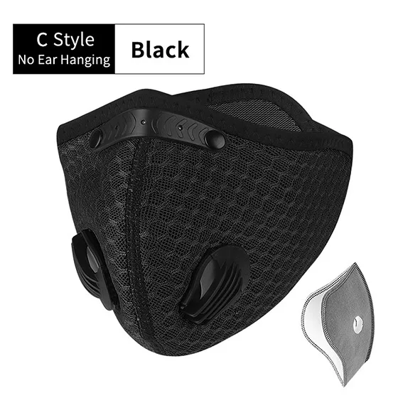 Activated Carbon Filter Cycling Face Mask - Anti-Pollution, Cotton, One Size, Unisex