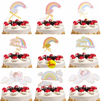 

Moon Cake Topper Kids Happy Birthday Could Ribbon Cupcake Toppers Flags Rainbow Cake Baking Baby Shower Party Wedding DIY Decor