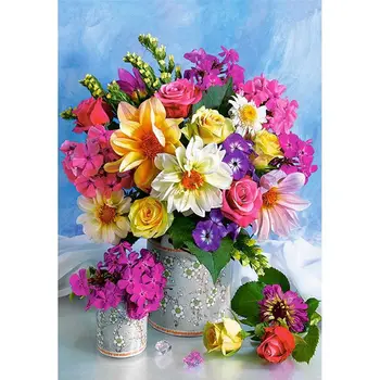 

Full 5D Diy Diamond Painting Cross Stitch "FLOWER" 3D Diamond Embroidery Rhinestone Decor Paintings