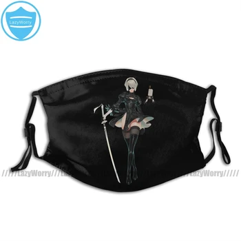 

Nier Automata Mouth Face Mask Nier Automata 2B Facial Mask Cool Fashion with 2 Filters for Adult