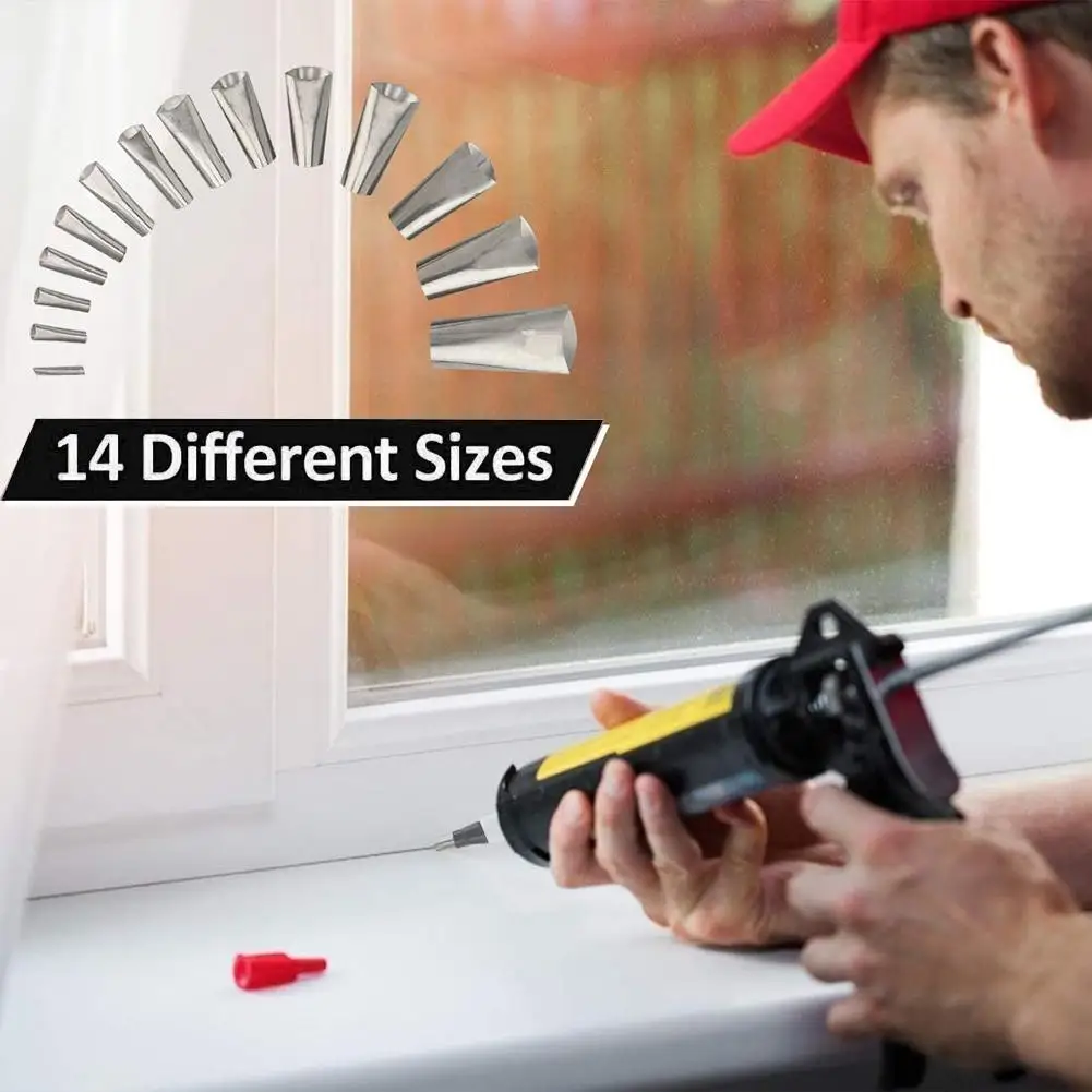 

Stainless steel glue nozzle glass glue gun glue nozzle door and window structure glue nozzle scraping glue caulking tool 20 sets