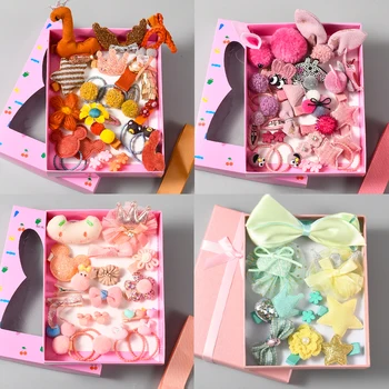 

10-18-24 Pcs/set Children Cute Hair Accessories Set Baby Fabric Bow Flower Hairpins Barrettes Hair clips Girls Headdress Gifts