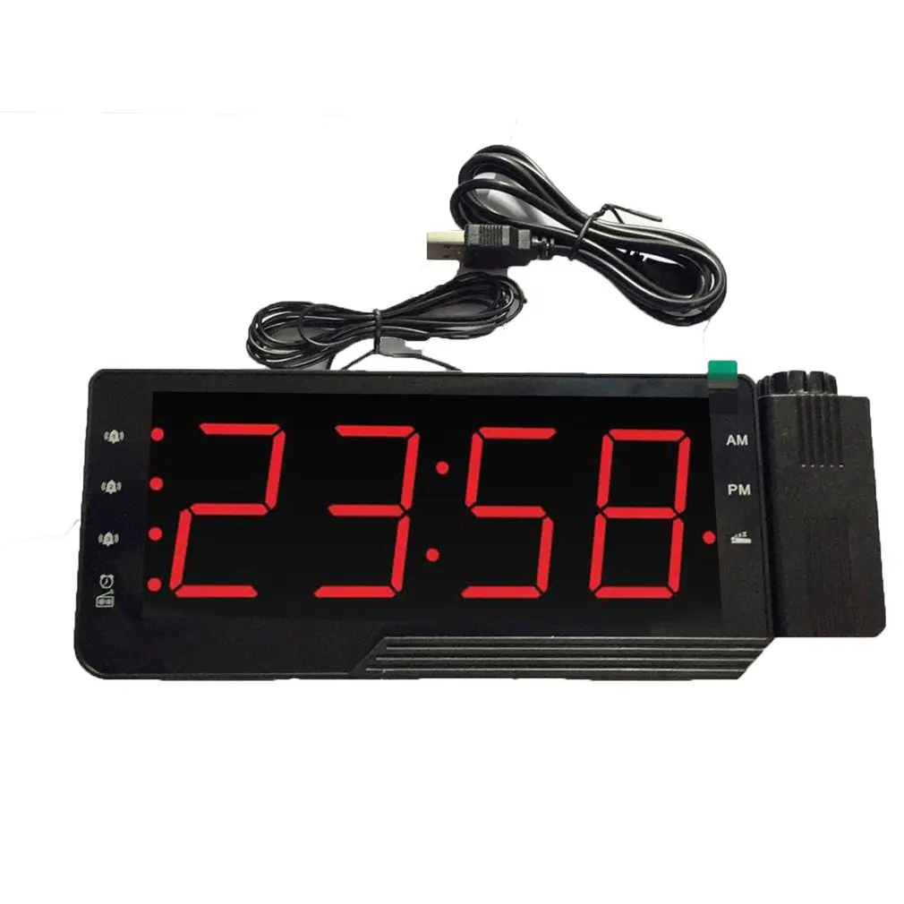Цифровой радио Будильник проекционный таймер повторения сигнала температура, led-дисплей зарядка через usb стол настенный fm-радио, часы