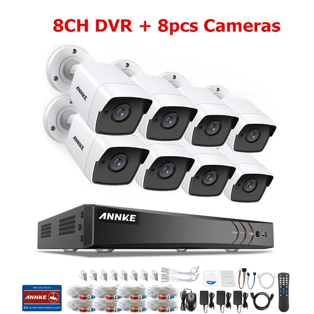 Белый ANNK H.265+ 5MP Ultra HD 8CH DVR CCTV система безопасности Открытый 5MP EXIR камера ночного видения комплект видеонаблюдения - Цвет: Белый