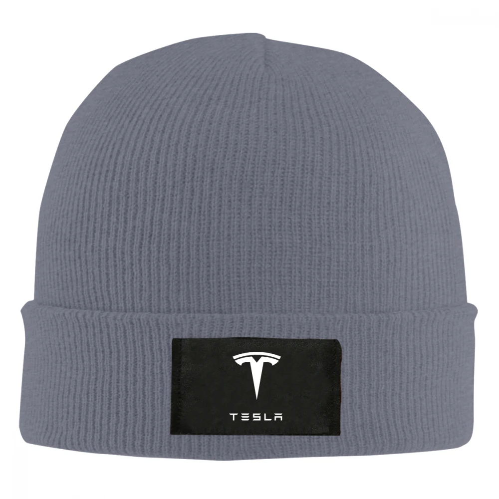 Темно-серый Шапка бини с принтом Tesla для мужчин и женщин, вязанные шапочки Skullies, теплая зимняя унисекс Лыжная Шапка в стиле хип-хоп - Цвет: Темно-серый