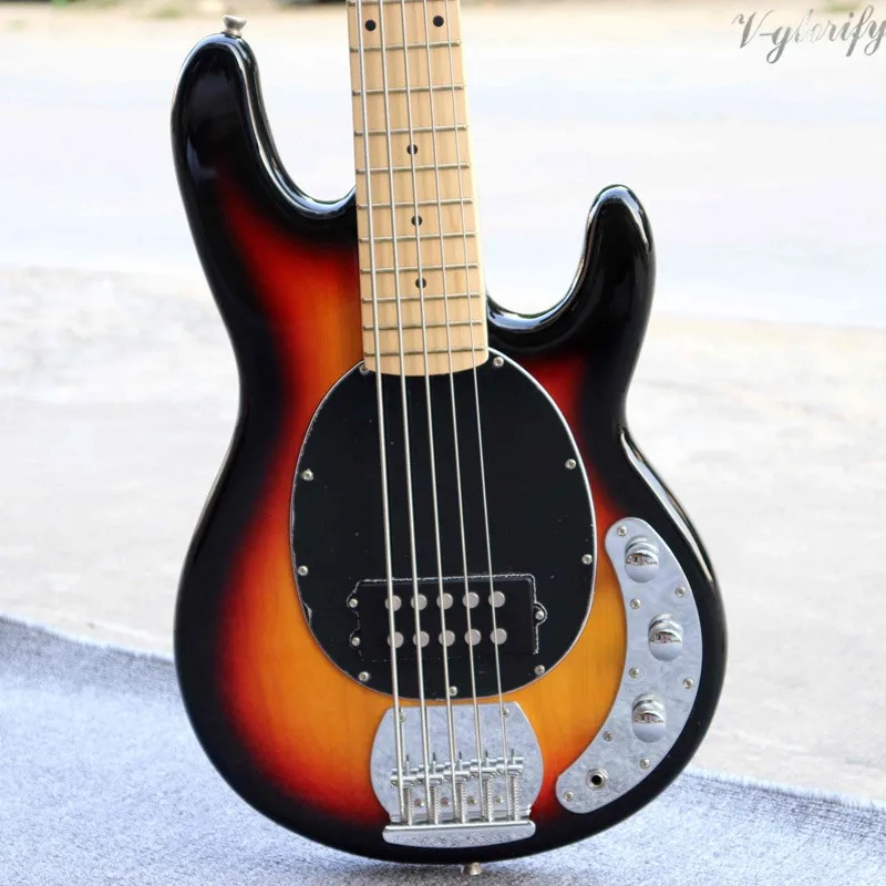 Электрогитара sunburst color 5 струн бас гитара с высоким блеском полностью из красного