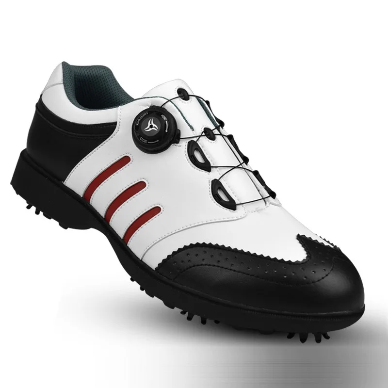 Высококачественная Мужская обувь для гольфа, Мужская дышащая водонепроницаемая тренировочная обувь, профессиональные шипы, нескользящие спортивные кроссовки - Цвет: Черный