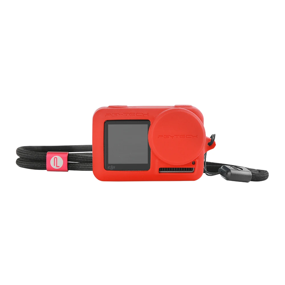 Red PGYTECH OSMO действие силиконовый защитный чехол+ крышка объектива+ регулируемый ремень для DJI Osmo аксессуары - Цвет: Red
