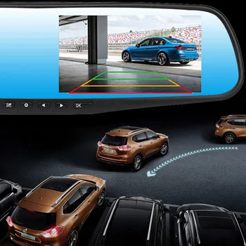 

4.3 1080P HD Dual Lens Cars DVR Dash Cam Mirror Video Recorde R&Rearview Camera