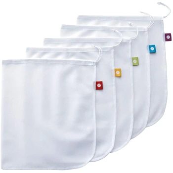 

Reusable Produce Bags-Washable Mesh Bags for Fruits and Vegetables, Tough and Tear Proof, Eco-Friendly, Set of 5