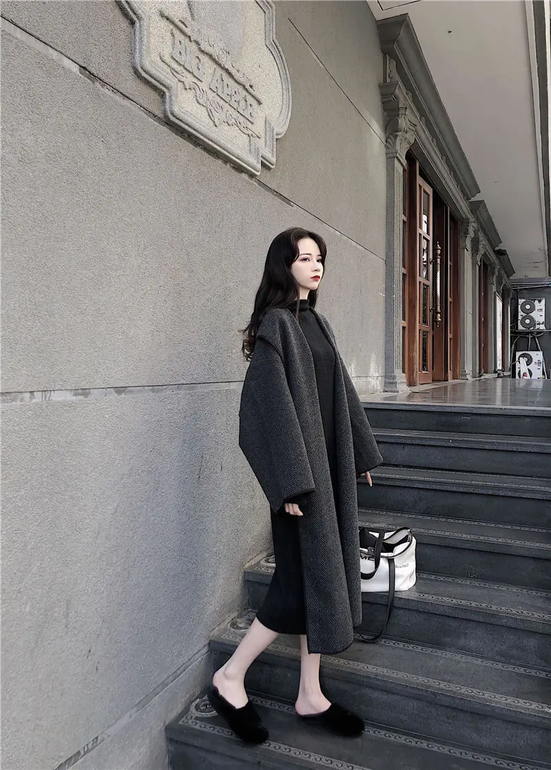 XITAO размера плюс винтажная полосатая Женская мода Новинка зимнее длинное маленькое пальто с отложным воротником DMY1202