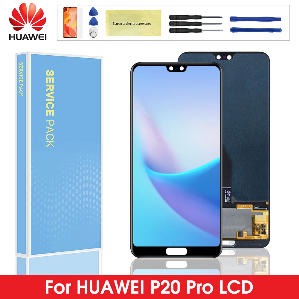 ЖК-дисплей для huawei P20 Pro ЖК-дисплей кодирующий преобразователь сенсорного экрана в сборе с отпечатком пальца для huawei P20 pro дисплей