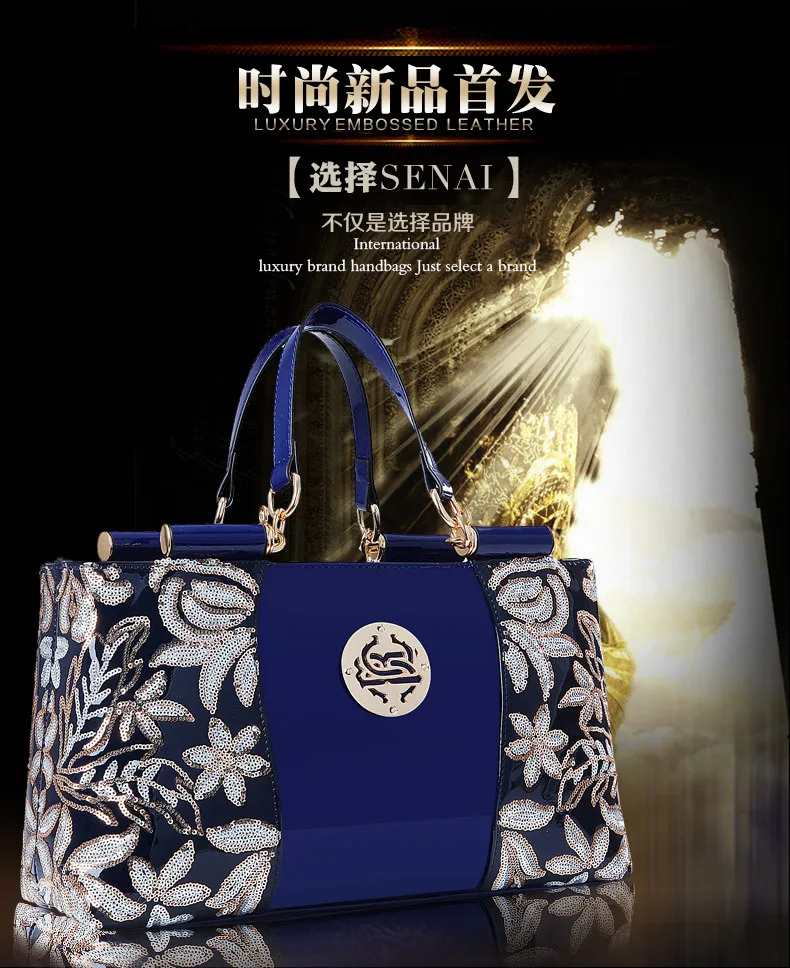 

Yalin WOMEN'S Bag 2015 New Style Top Grade-Style Patent Leather Embroidery Bag Bridal Bag Western Style Bright Surface Stereotyp