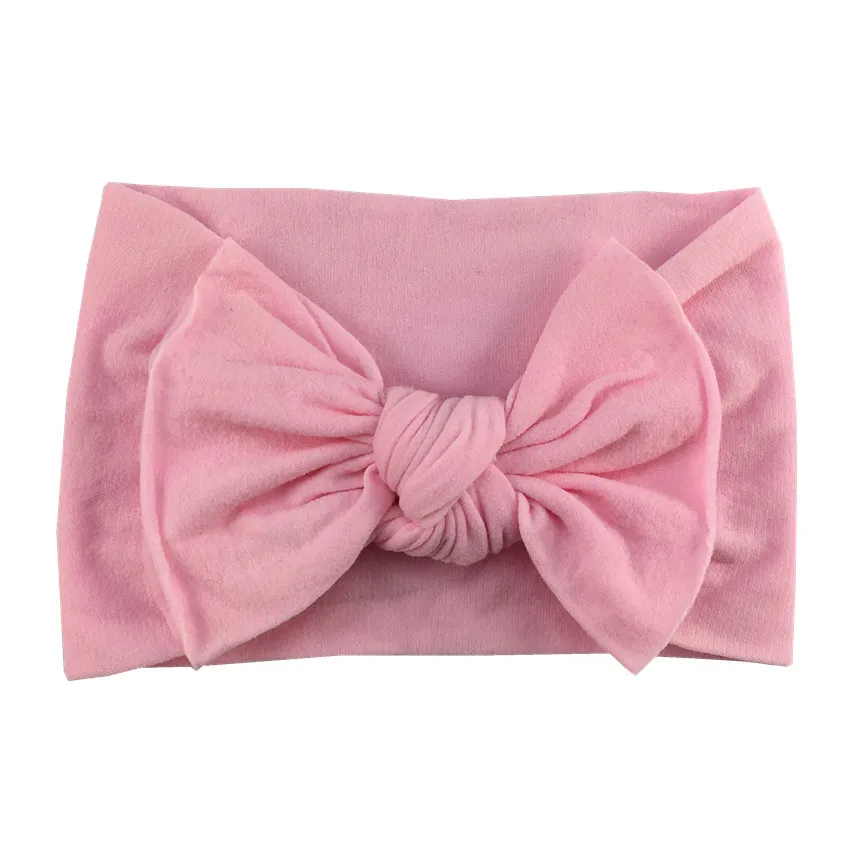 20pcs/lot Ear Turban Girl Lovely Headwear Wide Elastic Soft Nylon Headband with 4.5'' Hair Bow Headwrap For Kids Hair Accessorie