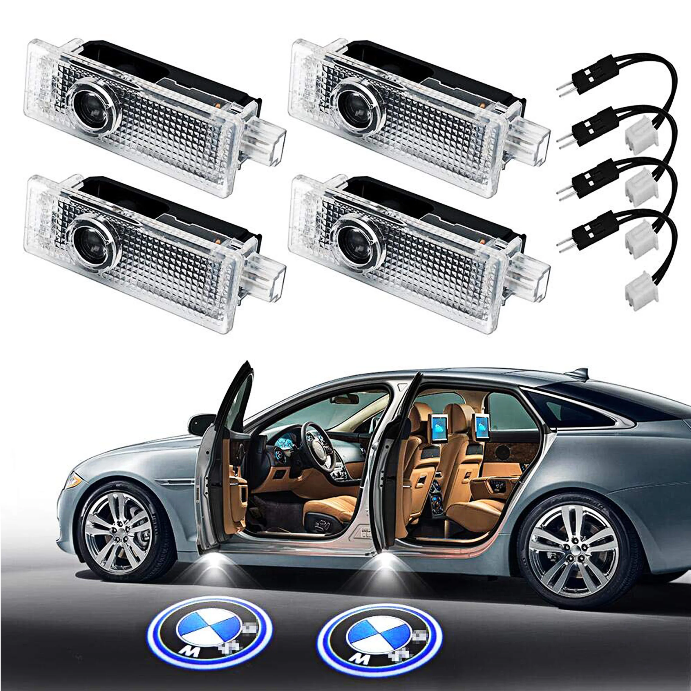 

4pcs Car Door LED Logo,Ghost Shadow Welcome Lights Symbol Emblem Courtesy Step Lights Kit for BMW 3 5 6 7 Z GT X Series
