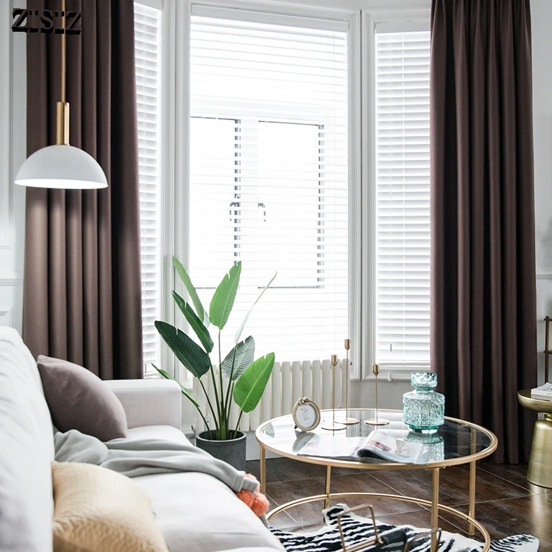 

ZISIZ Solid Color Blackout Curtains For Living Room Bedroom Curtains for the kitchen Blinds Finished Window Treatment Curtains