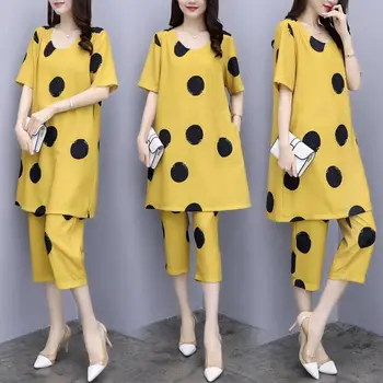 

Imitation is natural ice silk flower suit code divided skirt suits spring and summer two-piece loose short fashion