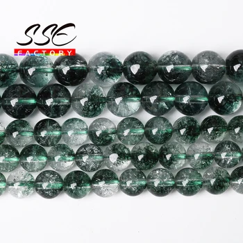 

Natural Stone Beads Green crystal Crackle Phantom Ghost Loose beads 4 6 8 10 12 MM 15" Strand For Jewelry Making Diy Bracelets