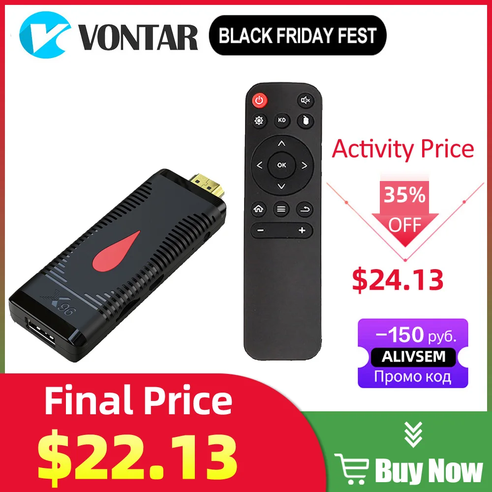 

X96 S400 2GB 16GB Android 10 TV Stick Global Version Allwinner H313 4-Core 4K 60fps H.265 2.4G Wifi Youtube X96 TV Box Dongle